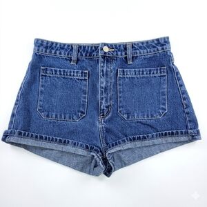Rolla's Dusters High Rise Slim Denim Shorts Women Size 29 Blue Festival 70s
